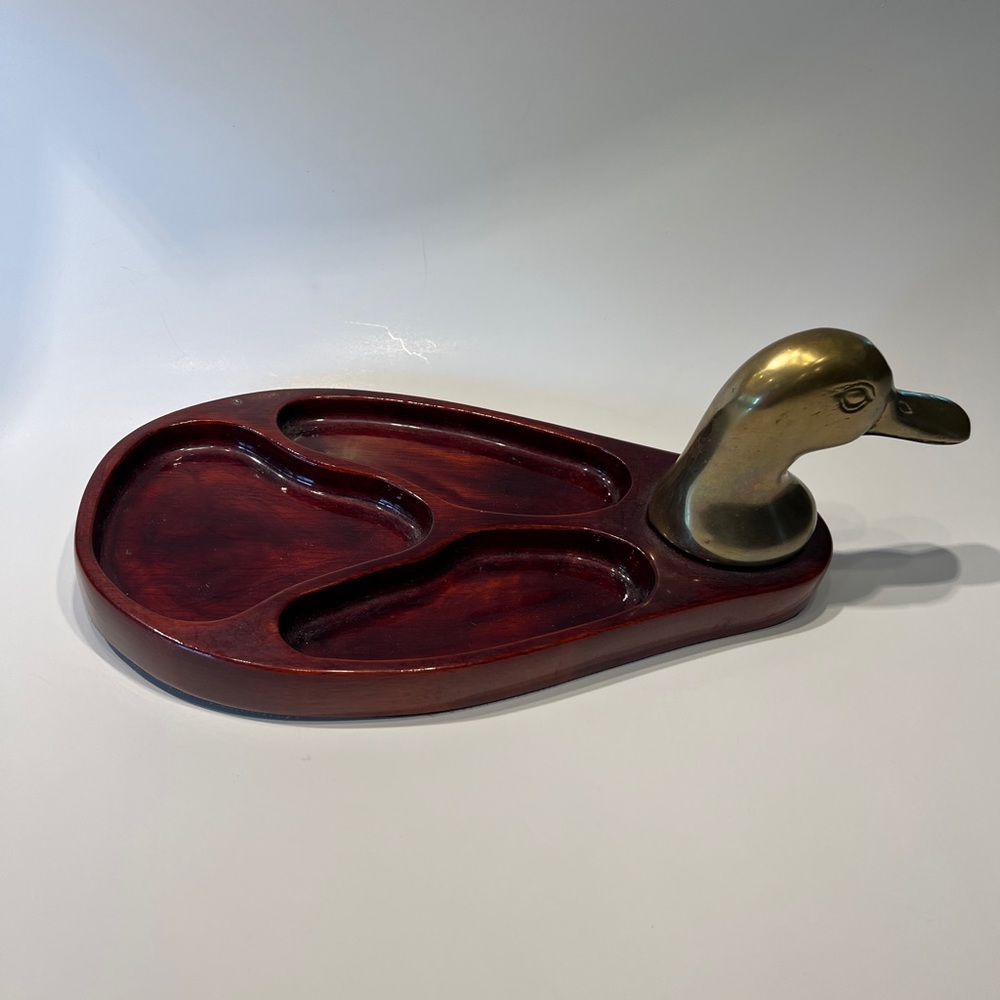 Vintage Wood and Brass Gents Valet Keys Wallet Jewelry Cufflinks